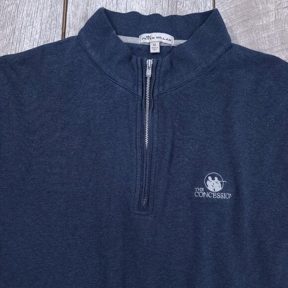 Peter Millar Vest Mens XL Blue 1/4 Zip Cotton Golf Lightweight Pullover Shirt - Picture 4 of 7
